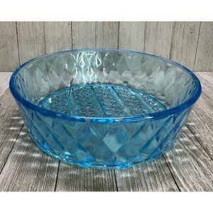 Vtg EAPG Bryce Brothers Style Bowl Diamond Quilted Pattern Sky Blue Glass 8" DIA